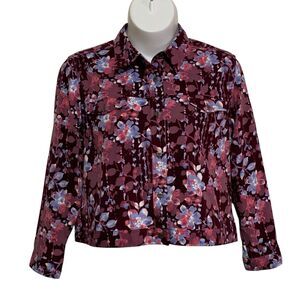 Baxter & Wells Top Jacket Womens Size XL Floral Button-Up Collared Long Sleeve